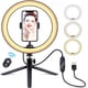 thumbnail image 1 of Anillo de luz con trípode para teléfono móvil, anillo de luz regulable para transmisión en vivo/reuniones de Zoom/vídeo de YouTube/Volg/tiktok, compatible con iPhone y Android, 1 of 8