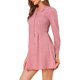 thumbnail image 3 of INSPIRE CHIC Camisa vestido de botones con cuello de muesca y escote en V para mujer, estampado de lunares en rosa y blanco, talla XS, 3 of 7