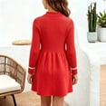 thumbnail image 7 of Fesfesfes Kids Girls Cute Collar A-Line Dress Long Sleeve Solid Color Pleated Bodice Princess Party Outfit for Autumn Winter Ages 1-8 Years, 7 of 7