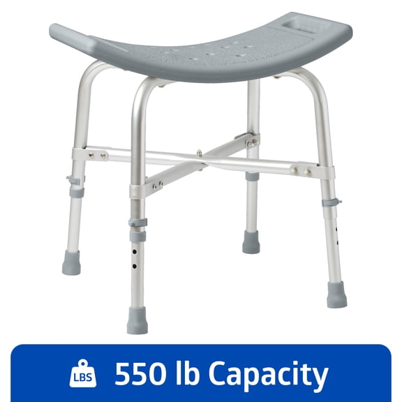 Medline Bariatric Bath Chair and Shower Chair for Elderly, Sturdy, 12-In Seat, 550 lb Weight Capacity, Gray, Swivel