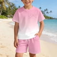 thumbnail image 5 of Vividxx Girls Outfit Set Summer 2 Piece Outfits Gradient Printed Short Sleeve T-Shirts And Shorts Kids Fashion Clothing Sets For Girls, 5 of 5
