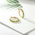 thumbnail image 4 of Gem Stone King 18K Yellow Gold Plated Silver Green Peridot Hoop Earrings for Women (3.40 Cttw, Round 4MM and 1.9MM, Gemstone Birthstone 1 inch Diameter), 4 of 4