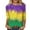 X01-Yellow, variant on Fartey Mardi Gras Shirt Women 3/4 Sleeve Crew Neck Tunic Tops Funny Graphic Tshirts Loose Fit Casual Shirts Plus Size Carnival Party Blouses Yellow S-5XL