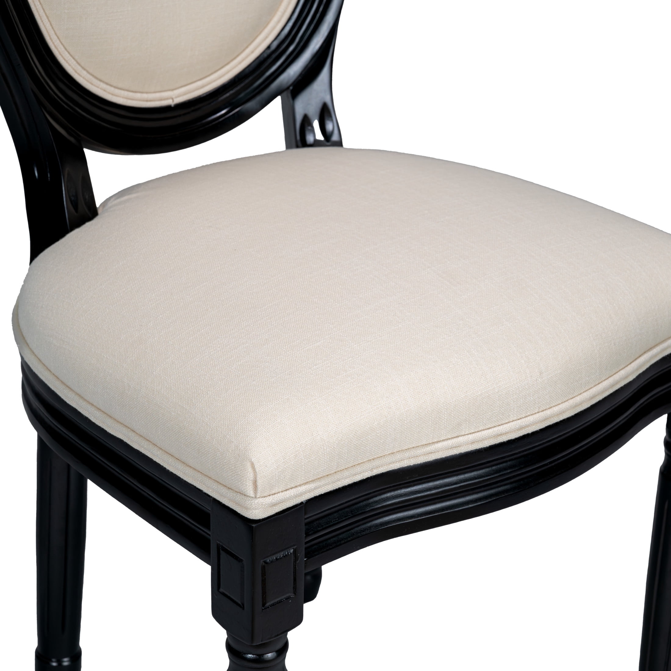Noble House Caldon French Country Upholstered Dining Chairs with Solid Wood Frame and Padded Back, Beige, Set of 2