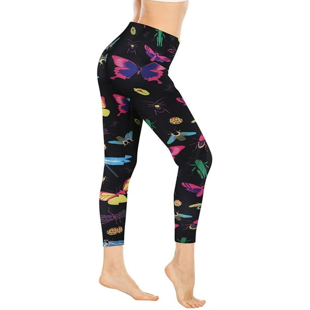 EQWLJWE Yoga Pants For Women Women Classic Flower Print Slim High  WaistWorkout Running Athletic Yoga Pants 