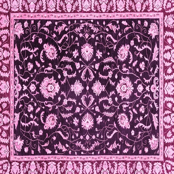 Ahgly Company Indoor Square Oriental Pink Traditional Area Rugs, 7' Square
