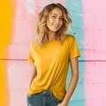 thumbnail image 3 of Dalix Be Kind Embroidered Cotton Relaxed Fit Short Sleeve Crewneck Tee Shirt Women in Gold XL X-Large, 3 of 5