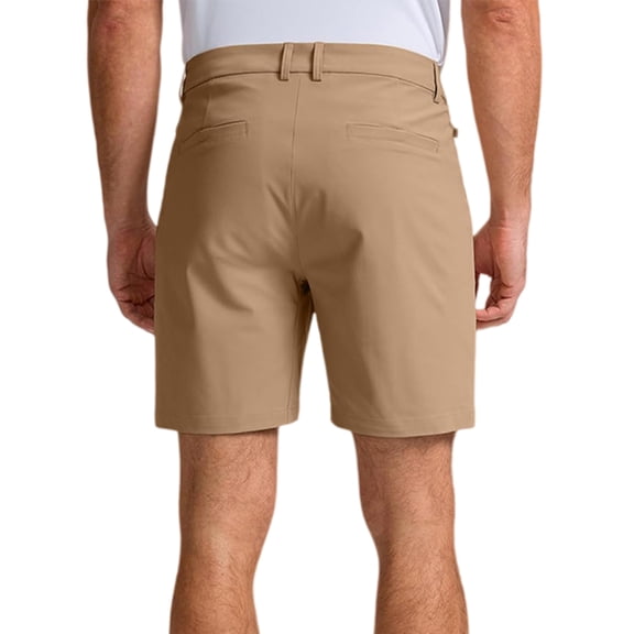 Men'S Solid Color Moisture Wicking Stretch Casual Golf Shorts with Pockets Khaki M