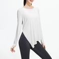 thumbnail image 5 of FNFYFH Long Sleeve Workout Tops for Women with Thumb Holes Side Split Loose Fit Gym Yoga Shirt Ice Silk Sun Protection Shirts, 5 of 8
