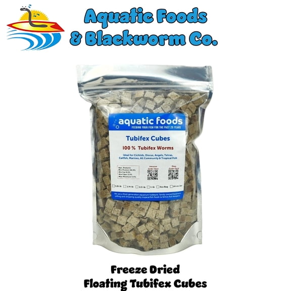 Tubifex Worms--Freeze Dried in Cubes, Bulk Tropical Fish Foods1/8-lb