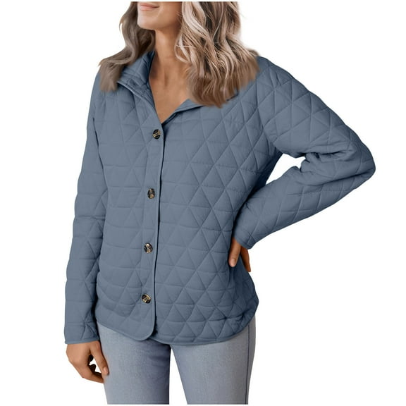 FRSASU Women's Hooded Cotton Jacket Loose Solid Fashion Lightweight Long Sleeve Lapel Coat Winter Warm Navy XL(XL)