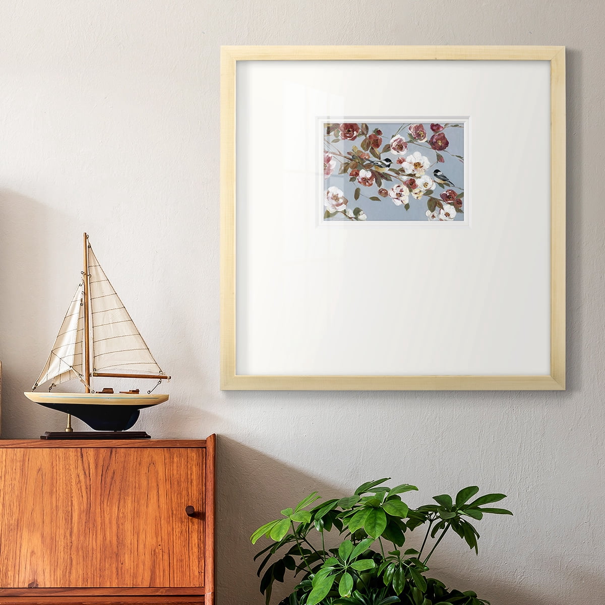 Chickadees and Blossoms IIPremium Framed Print