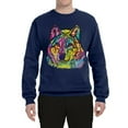 thumbnail image 3 of Colorful Majestic Neon Atric Wolf | Dean Russo Art Animal Lover Unisex Crewneck Sweatshirt, Navy, 3XL, 3 of 5
