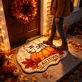 thumbnail image 6 of SLYNSHome Fall Irregular Floor Mat, Cute Sleeping Cat Pumpkin Non-Slip Bath Rug, Soft Washable Seasonal Shaped Carpet Roll Packed For Bathroom Living Room Entryway Decor, 6 of 7