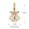 thumbnail image 4 of Ioka-14K Tri Color Gold Jesus Crucifix Anchor Pendant with 2.6mm Valentino Star Diamond Cut Chain Chain Necklace - 24", 4 of 6