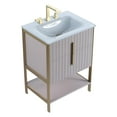 thumbnail image 4 of Fine Fixtures Serenity 24 in. W x 18 in. D x 33.5 in. H Bathroom Vanity in Bright Taupe with Glass Sink top with an 8 in. Widespread Faucet Hole with Satin Brass Hardware, 4 of 4