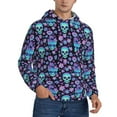 thumbnail image 2 of Naloa Funny Skull Flower Men's Casual Hooded Collar Drawstring Hoodies Pullover Sweatshirts Casual Long Sleeve Shirts-Small, 2 of 7