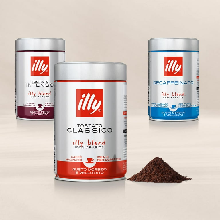 illy Intenso Ground Espresso Coffee, Dark Roast, Intense, Robust and Full  Flavored With Notes of Deep Cocoa, 100% Arabica Coffee, No Preservatives,  8.8 Ounce (Pack of 2) 