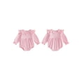 thumbnail image 2 of Loicainy Infant Baby Girls Fall Bodysuit 3 6 12 18 Months Long Sleeve Ruffled Round Neck Romper Clothes, 2 of 9