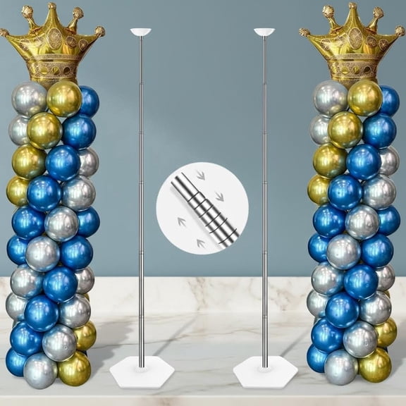 Balloon Column Stand Kit Sets of 2, Adjustable Balloon Tower Pillar with Reusable Metal Telescopic Design for Party Decoration
