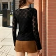 thumbnail image 4 of Fengactive Womens Lace Long Sleeve Boat Neck Tops Sheer Blouse See Through Shirt Mesh Top, 4 of 9