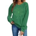 thumbnail image 5 of St. Patrick's Day Sweatshirt for Women Crewneck Long Sleeve Filigree Detailed Shamrock Graphic Ribbed Cuffs Soft Fleece Relaxed Fit Festive Pullover, 5 of 6