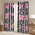 thumbnail image 2 of Manfei Pink Bows Black White Stripe Dots Black Out Curtains for Girls, Cute Ribbon Bows Curtains Pack of 2 (42x63 Each), 2 of 6