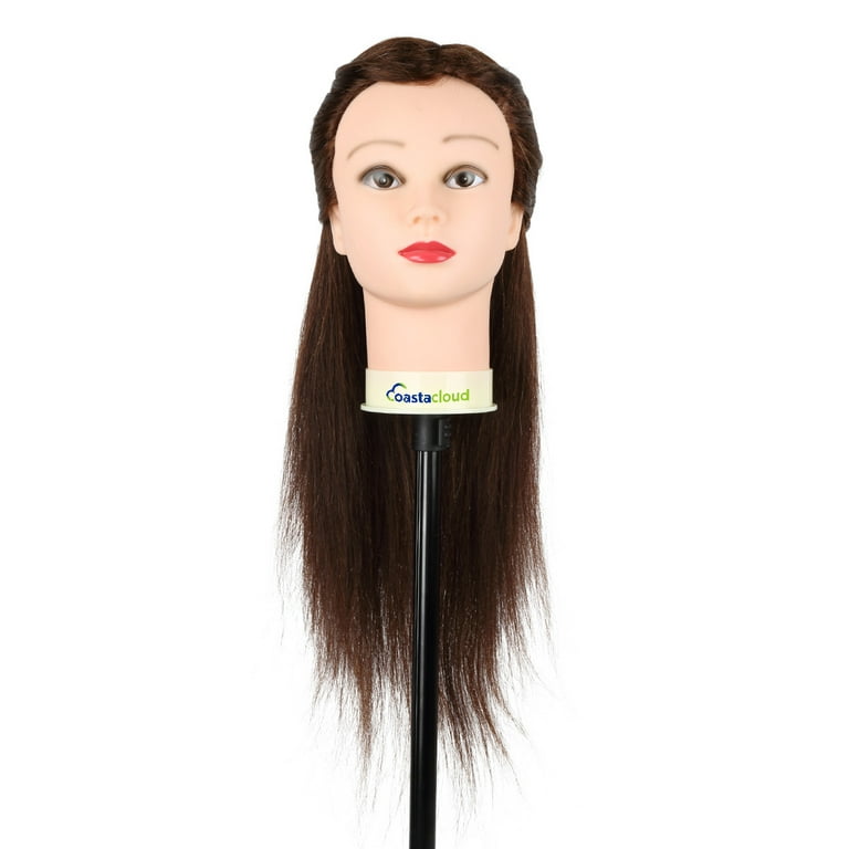24'' Human Hair Mannequin Dummy Head for Braiding Hair Styling Practice