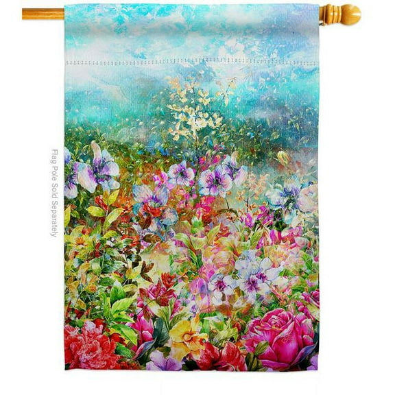 Breeze Decor H104132-BO Blossom Floral Double-Sided Garden Decorative House Flag, Multi Color