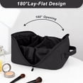 thumbnail image 3 of Gynky Large Travel Makeup Bag for Women - Waterproof Cosmetic Bag, Flat Open Toiletry Bag with Ample Space for Skincare, Brushes & Travel Essentials, Portable Design（Black）, 3 of 7