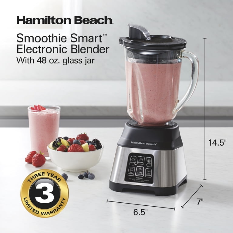 Hamilton Beach Smoothie Smart Electronic Blender, 48 oz. Glass Jar