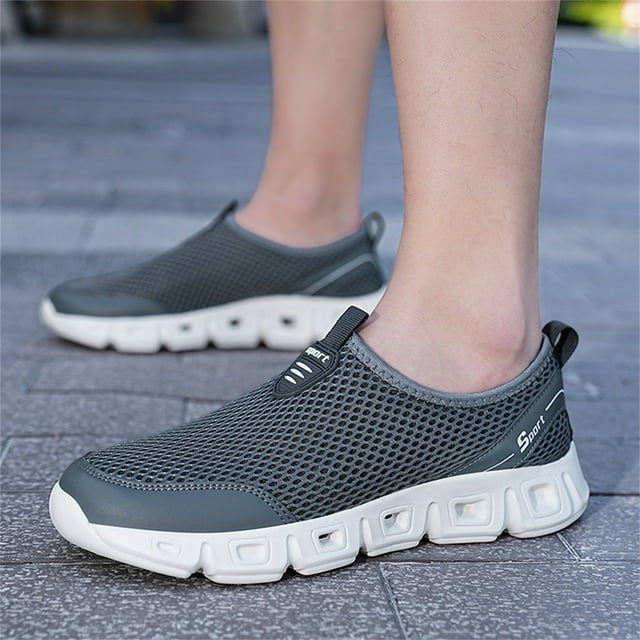 Gubotare Casual Shoes For Men Mens Non Slip Walking Sneakers Lightweight Breathable Slip on Running Shoes Gym Tennis Shoes for Men,Dark Gray 9