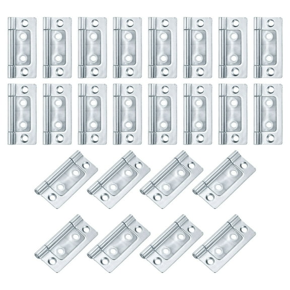 24Pack 2x1 Inch Door Hinges Non-Mortise No-Noise Plating, Silver Tone
