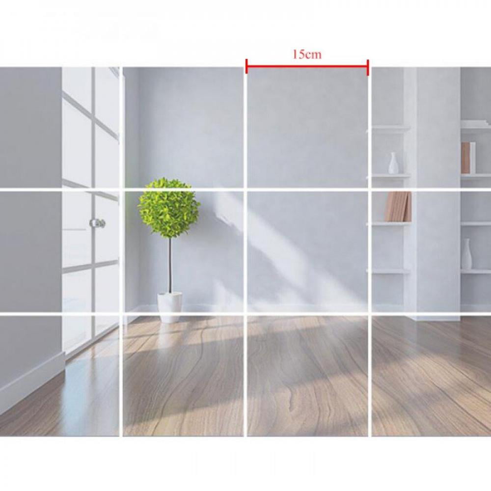 Details about   6/9/16pcs Glass Mirror Tiles Wall Sticker Square Self Adhesive Stick On DIY Home