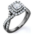 thumbnail image 1 of Anillo de compromiso JeenMata de moissanita de corte princesa de 1 quilate - Conjunto nupcial - Anillo de doble halo - Anillo de racimo - Chapado en oro negro, 1 of 6