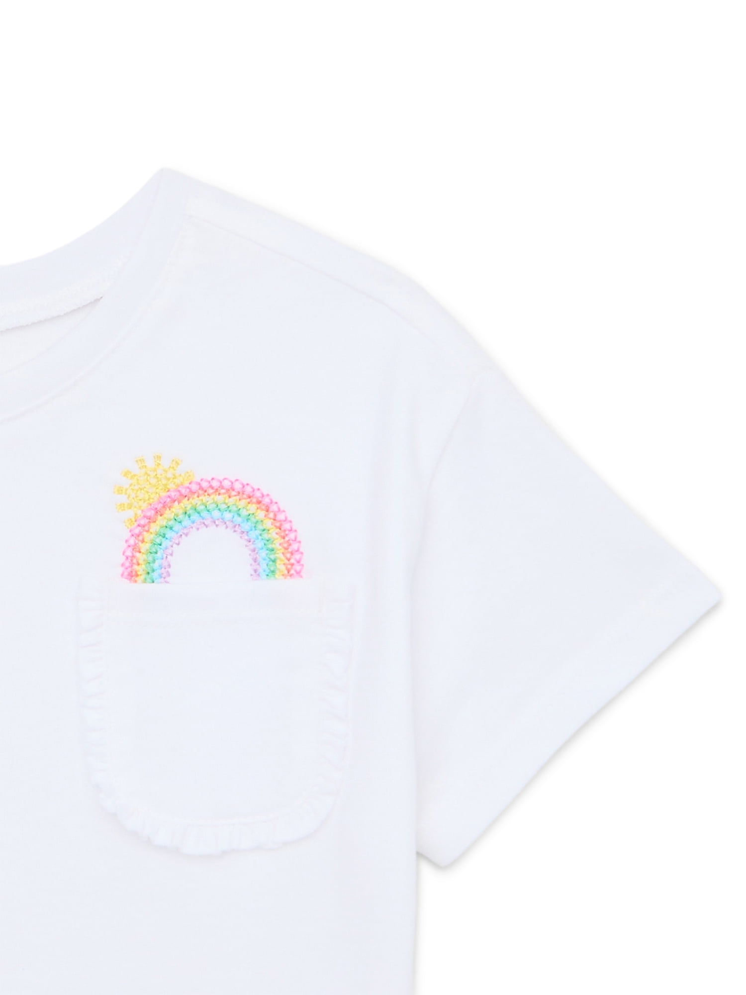 Garanimals Toddler Girl Short Sleeve T-Shirt with Ruffle Pocket, Sizes 18M-5T