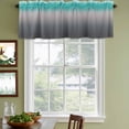 thumbnail image 4 of Turquoise Grey Ombre Valances for Windows, Decorative Rod Pocket Window Valance Curtains, Teal Modern Geometric Striped Abstract Art Short Curtain Drapes for Living Room, 2 Panels, 60" W x 18" L, 4 of 8