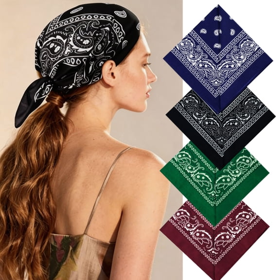 4 Pack Paisley Bandanas, 21 Inch Multipurpose Neck Gaiter Head Wrap Face Cover, Soft Unisex Bandana Scarf for Festival Travel