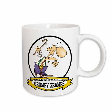 

3dRose Funny Worlds Greatest Grumpy Gramps Cartoon Ceramic Mug 15-ounce