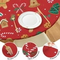 thumbnail image 4 of Red Christmas Gingerbread Man Pattern Round Fitted Tablecloth with Elastic Edge,Dining Table Cover Waterproof,Outdoor Round Tablecloth for Camping,Dining,Indoor and Outdoor, 4 of 7
