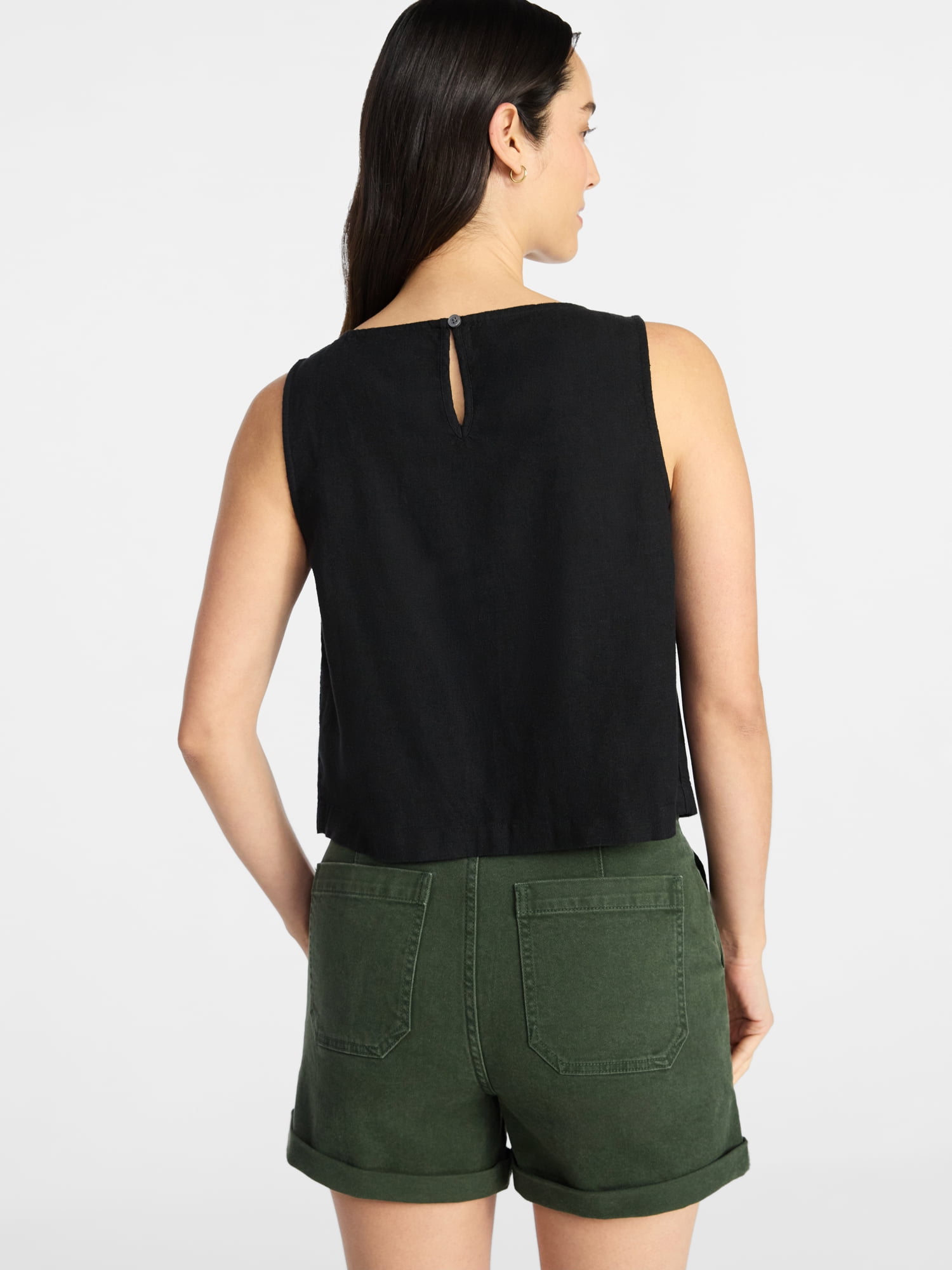 Time and Tru Women’s Linen Blend Sleeveless Top, Sizes XS-XXXL