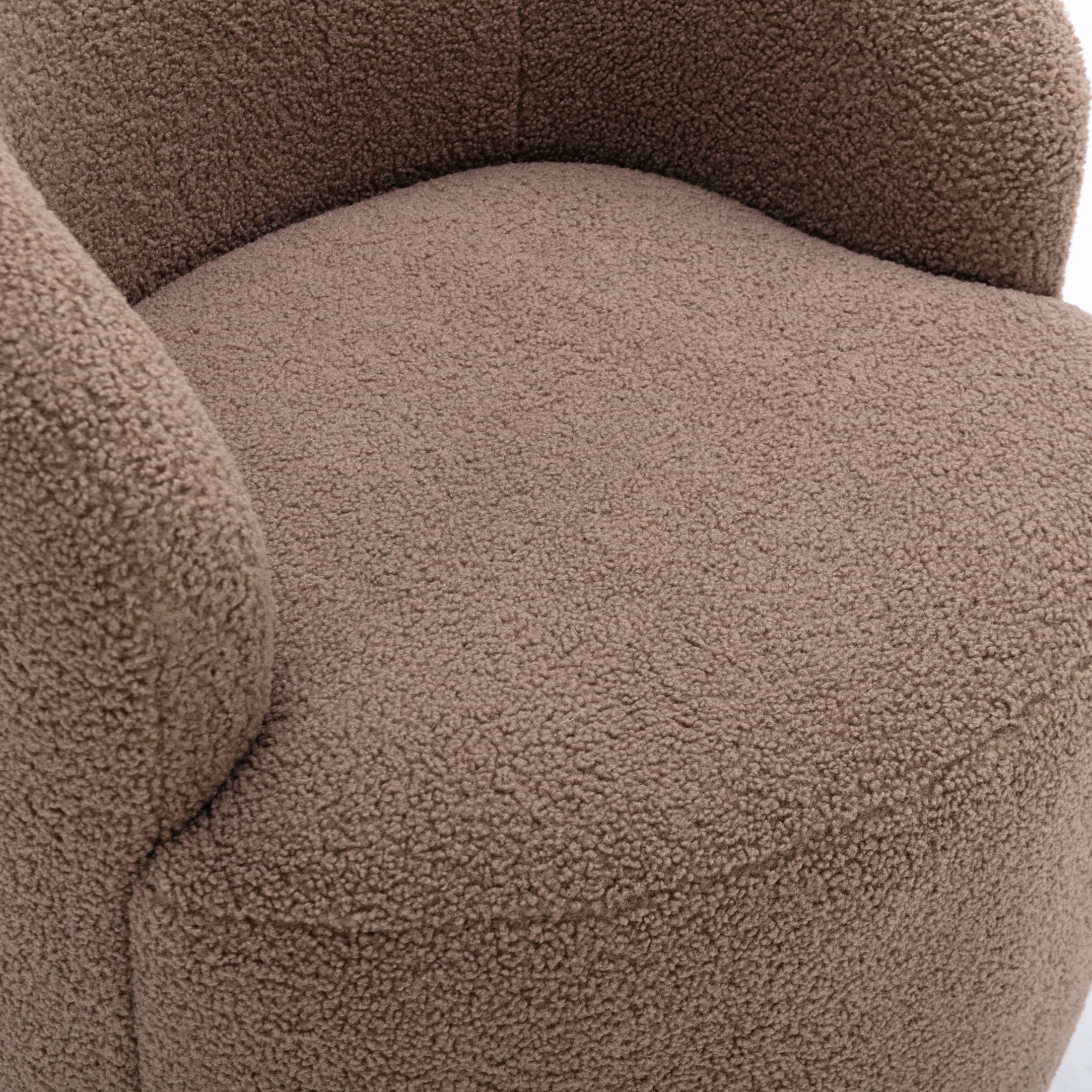 Noble House Arissa 26" Teddy Ergonomic Barrel Armchair, Swivel Reading Chair with Metal Base for Living Room, Coffee
