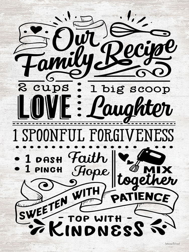 Forgiveness Laughter Love 11x14 Unframed Typography Art Print Family Recipe 