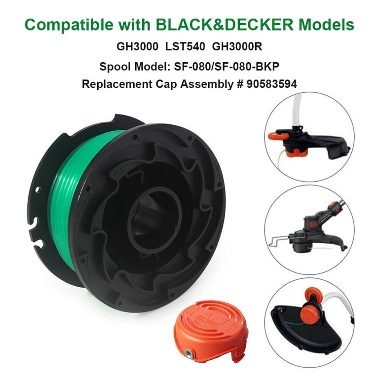 Thten Efd-080 Trimmer Replacement Spool Line 20ft 0.080 Compatible with Black and Decker LST560C 90635923,885911487801,OF50150TS 60 Volt Easyfeed