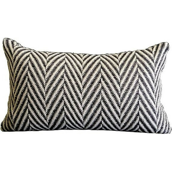 Nvzi Throw Pillow Cover Black and White Knitted Woven Pillow Cushion Cover Arrow Knit Decoration Lumbar Pillowcase for Sofa Couch Bedroom Living Room - 12"x20"