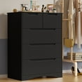 thumbnail image 2 of Dresser for Bedroom, Lofka Modern Wood Chest of Drawers with Cutout Handles, Deep Drawers, Smooth Metal Rail, Black, 2 of 10