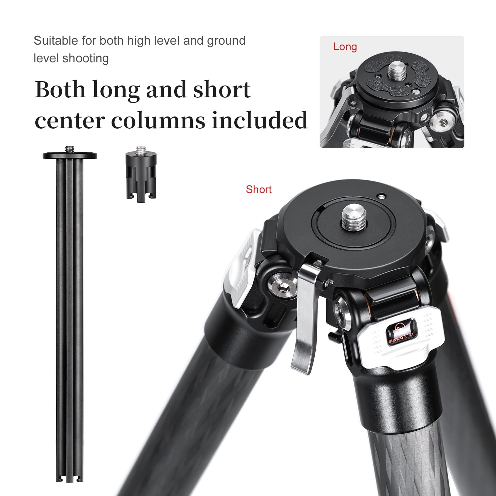 SUNWAYFOTO T2841CE Travel Tripod Carbon Fiber Compact Light Portable Professional Tripod Dslr Camera Waterproof,33.0lb Load