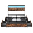 thumbnail image 2 of Gymax Full Size LED Bed Frame w/2-Tier Storage Headboard & 4 Drawers Charging Station, 2 of 10