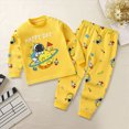 thumbnail image 2 of TOWED22 Boys Pajamas Cotton Planet Pjs Toddler 2 Piece Sleepwear Kids Clothes Set Long Sleeve Fall Winter Set 6-12 Months 12-24 Months 2t 3t 4t 5t 6t 7t 8t 9t Children,Yellow,2-3 Y, 2 of 4