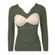 thumbnail image 5 of MHFRRA Camiseta de Manga Larga Suave para Mujer, Sin Costuras, Cómoda, Elástica, Transpirable, Informal, para Entrenamiento, con Sujetador Incorporado Verde, 5 of 5